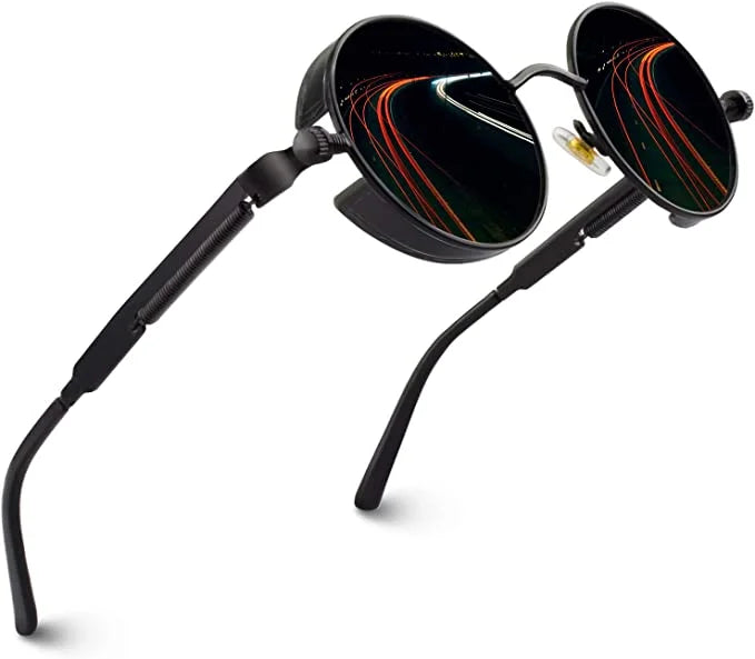 نظارات شمسية معدنية دائرية للرجال والنساء نظارات عصرية بتصميم كلاسيكي نظارات -اسود | نظارات نظارة نظارة_شمسية | amazingEGP