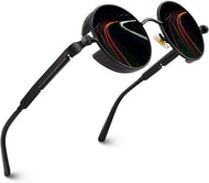 نظارات شمسية معدنية دائرية للرجال والنساء نظارات عصرية بتصميم كلاسيكي نظارات -اسود | نظارات نظارة نظارة_شمسية | amazingEGP