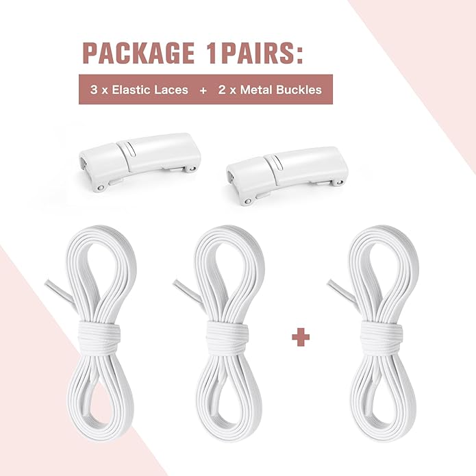 اربطة حذاء استك بدون ربط  للجري والرياضات النشطة  للاطفال والكبار وكبار السن مقاس واحد - أبيض T9-1-White -B