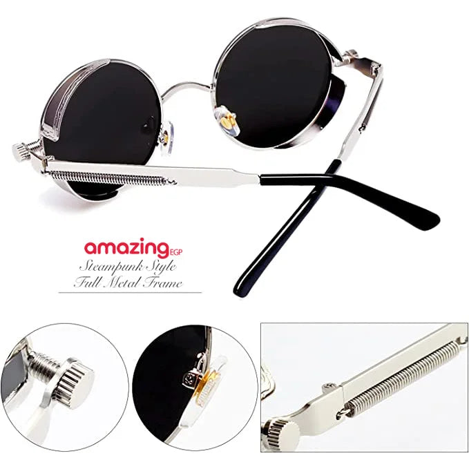 نظارات شمسية معدنية دائرية للرجال والنساء نظارات عصرية بتصميم كلاسيكي نظارات - رمادي | معدن نظارات نظارة نظارة دائرية نظارة_حفلات نظارة_شمسية | amazingEGP