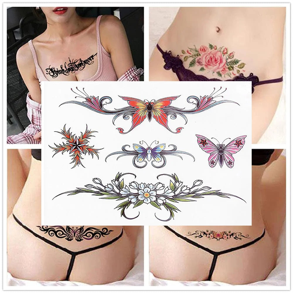 ملصق وشم نمط فراشات وشم يمكن التخلص منه للنساء ملصقات الوشم بالغ حقيقي ملصق وشم فراشة للنساء و بنات لمستلزمات الحفلات للنساء والاطفال فراشات | تاتو مؤقت تاتوة مضيئ تاتوه تاتوه_للجسم ملصق وشم وشم وشم مضيئ | amazingEGP
