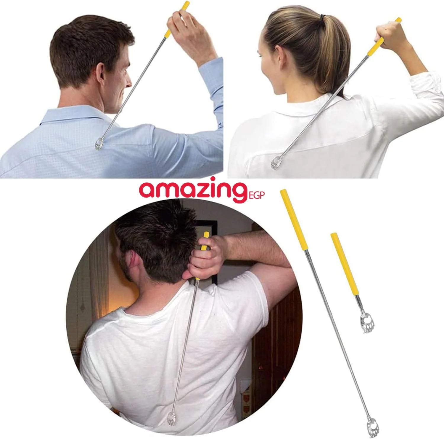 أداة خدش وحكة محمولة قابلة للسحب مخالب دب أداة خدش ظهر قابلة للتمديد ومخلع تصغير هراشة محمولة من الفولاذ المقاوم للصدأ - 1 قطعة | العناية_الشخصية حكة_الظهر حكه مخالب دب هراشة هرشة | amazingEGP