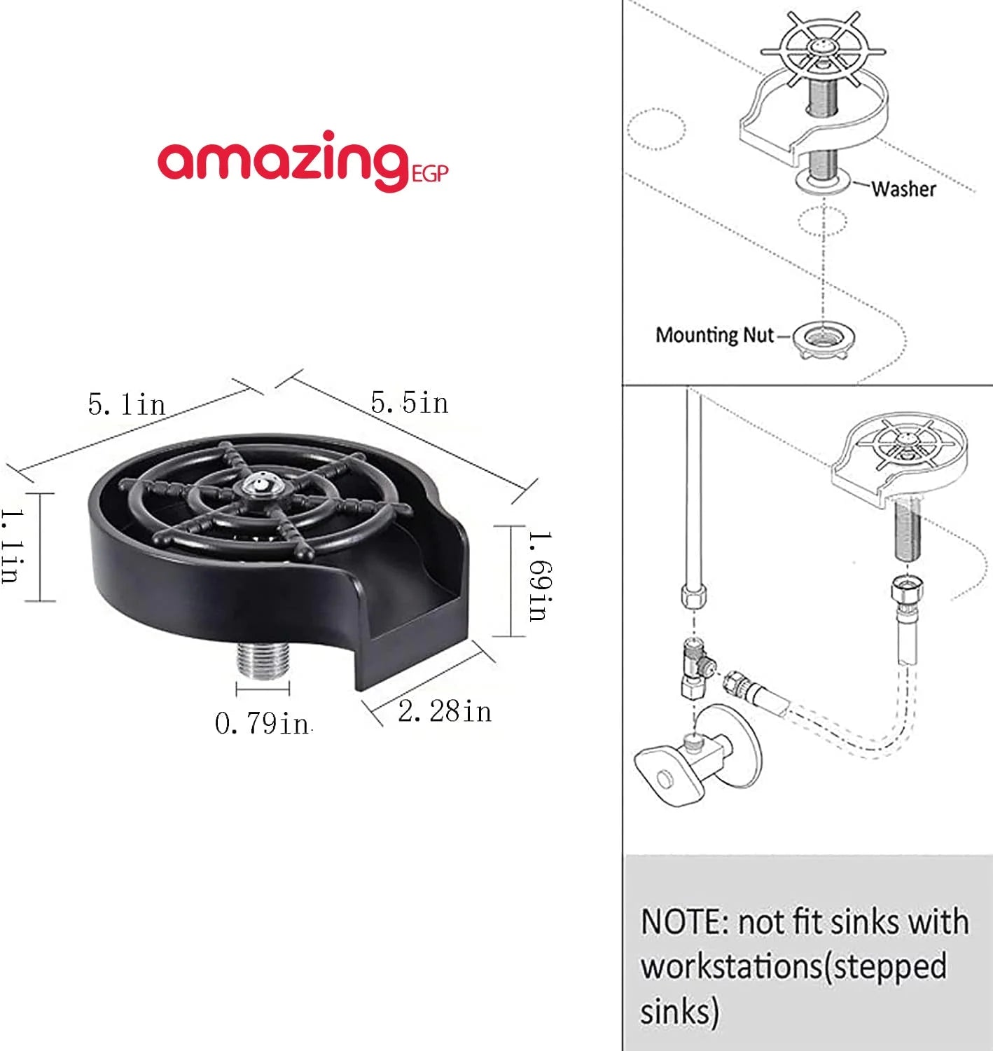 شطف اكواب اوتوماتيكي مع ملحقات الستانلس ستسل غسالة اكواب سريعة لحوض المطبخ شطف زجاج تثبت بجوار حوض المطبخ اداة تنظيف اوتوماتيكية شطف سريع لزجاجة الاطفال | الكفيهات المطبخ تنظيف اكواب حوض للمطاعم مغاسل مغاسل مطبخ | amazingEGP
