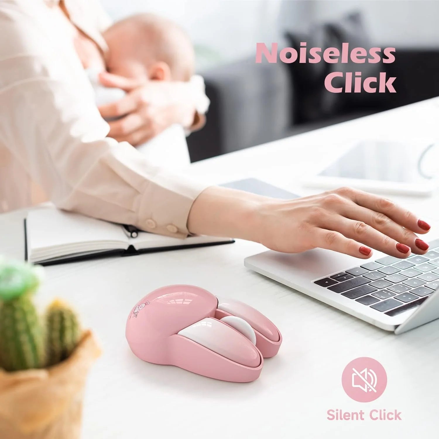 ماوس كمبيوتر لاسلكي على شكل ارنب لطيف بدون ضوضاء اقل محمول USB 24G الوان الحلوى ماوس للبنات والاطفال ماوس لاسلكي صامت على شكل أرنب تصميم لطيف للفتيات مناسب للمكتب والكمبيوتر المحمول بينك | اللاب توب جهاز شخصي فاره لابتوب للكمبيوتر ماوس ماوس شكل ارنب | am