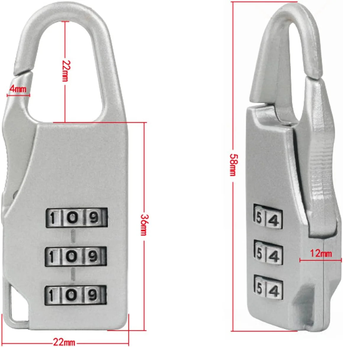 قفل امان مكون من 3 ارقام  خليط معدني من الزنك مثالي لحقيبة السفر وشنطة الظهر والخزائن والحافظة وصندوق الادوات | code lock اقفال قفل قفل برمز سري قفل كيسه قفل_ديجيتال | amazingEGP