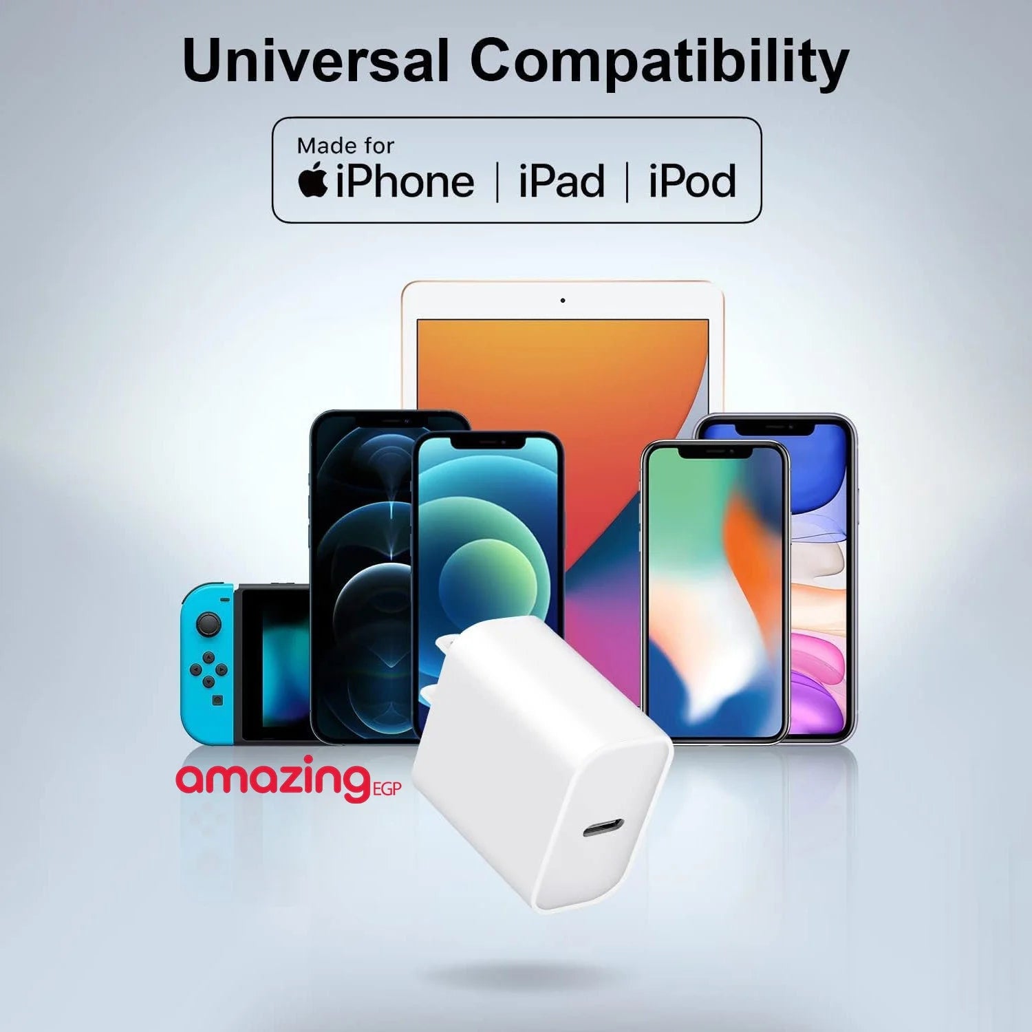 رأس شحن سريع 15 وات وكابل بيانات قطعة واحدة متوافق مع iPhone - راس سلك | apple watch ابل الموبيل ساعة ابل ساعة ذكية شاحن شاحن جوال شاحن ساعة | amazingEGP