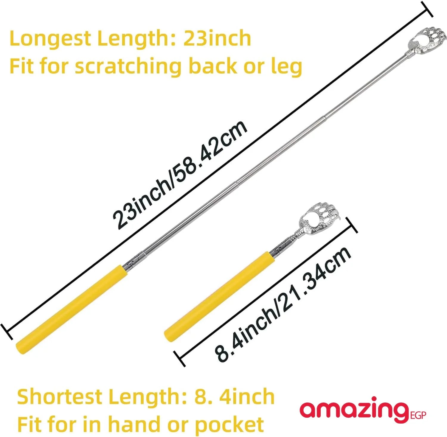 أداة خدش وحكة محمولة قابلة للسحب مخالب دب أداة خدش ظهر قابلة للتمديد ومخلع تصغير هراشة محمولة من الفولاذ المقاوم للصدأ - 1 قطعة | العناية_الشخصية حكة_الظهر حكه مخالب دب هراشة هرشة | amazingEGP