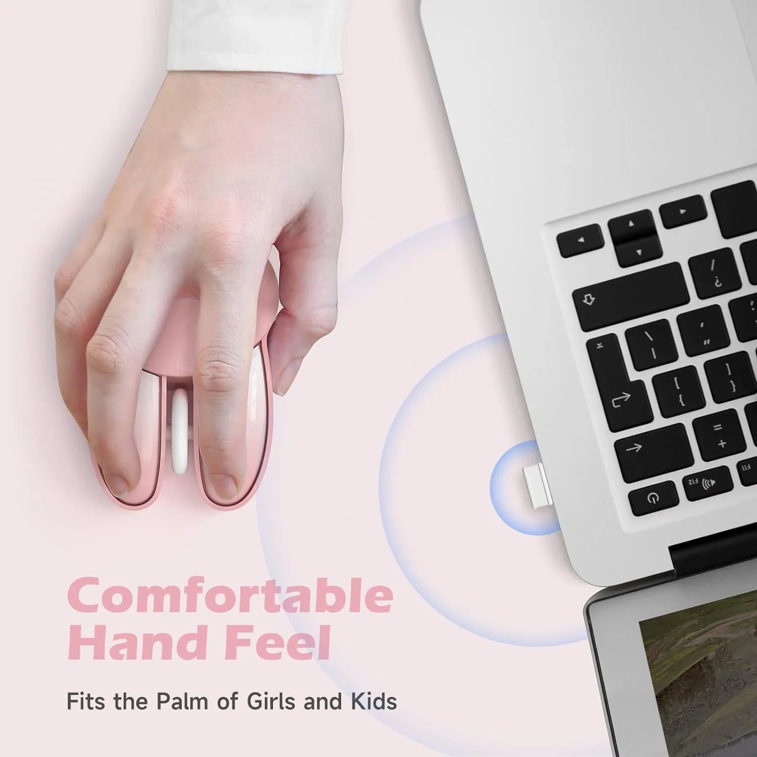 ماوس كمبيوتر لاسلكي على شكل ارنب لطيف بدون ضوضاء اقل محمول USB 24G الوان الحلوى ماوس للبنات والاطفال ماوس لاسلكي صامت على شكل أرنب تصميم لطيف للفتيات مناسب للمكتب والكمبيوتر المحمول بينك | اللاب توب جهاز شخصي فاره لابتوب للكمبيوتر ماوس ماوس شكل ارنب | am