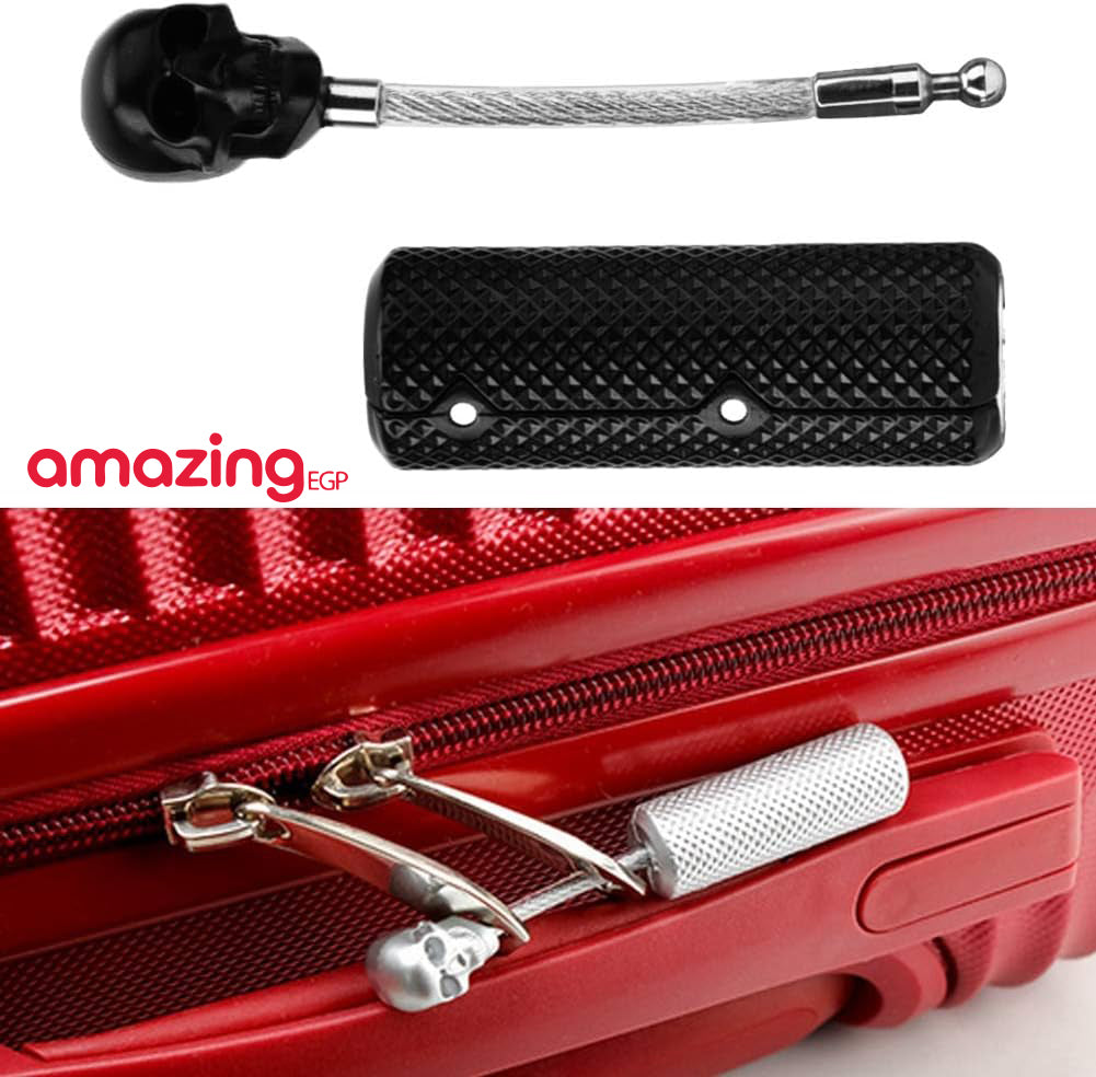 قفل قوي صغير على شكل جمجمة من خليط معدني من الزنك مع مفاتيح من تي اس ايه لشنطة الظهر وشنطة الصالة الرياضية وخزانة المدرسة وشنطة السفر - فضي