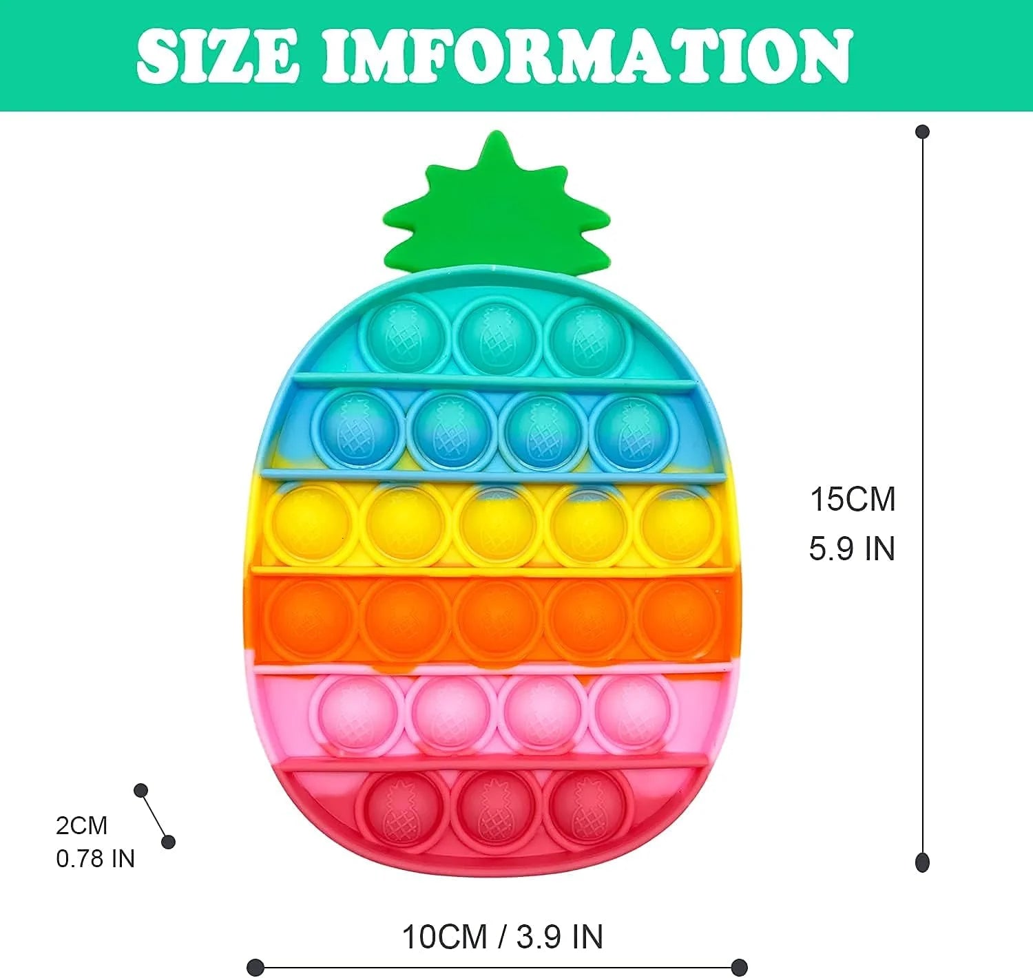 لعبة بوب ات فيدجيت متعددة الاغراض بالوان قوس قزح لعبة فقاعات حسية للاطفال والكبار تخفف التوتر - اناناس | pop it باب ات ببابت طفل لعب لعب أطفال للتوتر | amazingEGP