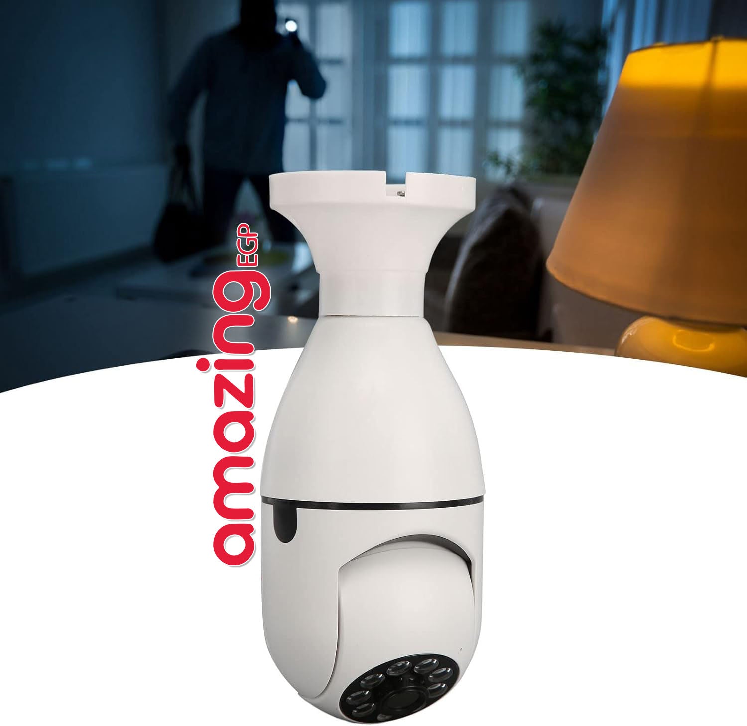 كاميرا لمبة واي فاي 360° بدقة 1080P مع كشاف مدمج وصوت ثنائي الاتجاه