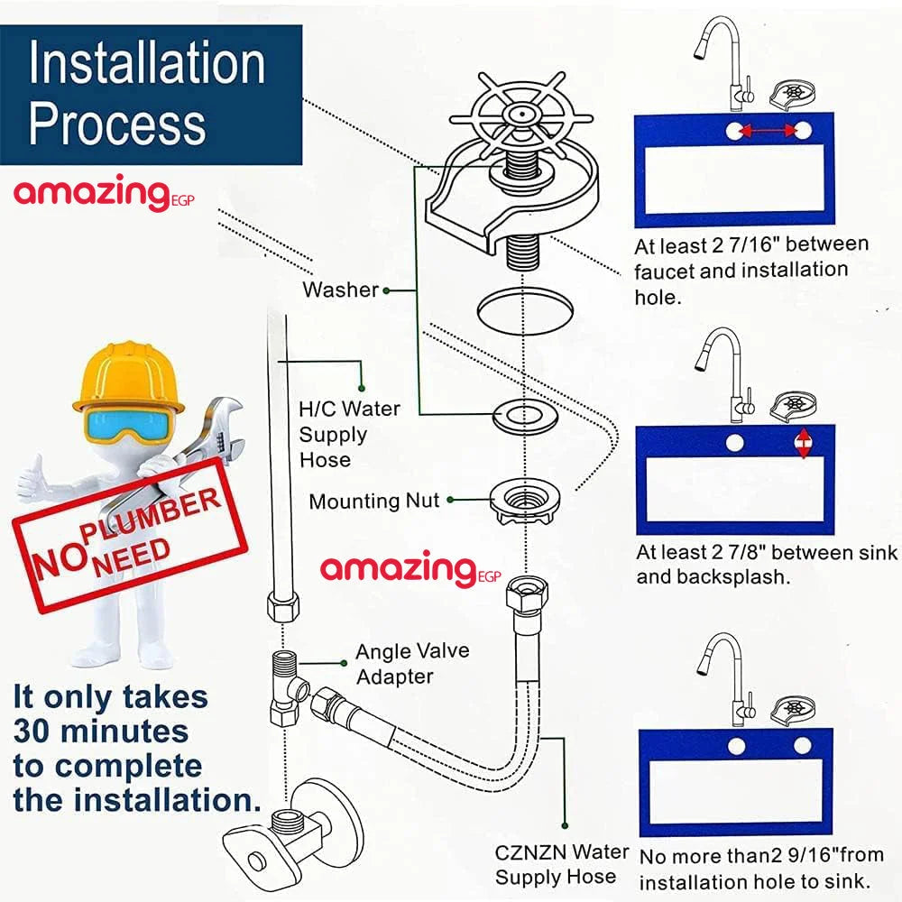 شطف اكواب اوتوماتيكي مع ملحقات الستانلس ستسل غسالة اكواب سريعة لحوض المطبخ شطف زجاج تثبت بجوار حوض المطبخ اداة تنظيف اوتوماتيكية شطف سريع لزجاجة الاطفال | الكفيهات المطبخ تنظيف اكواب حوض للمطاعم مغاسل مغاسل مطبخ | amazingEGP