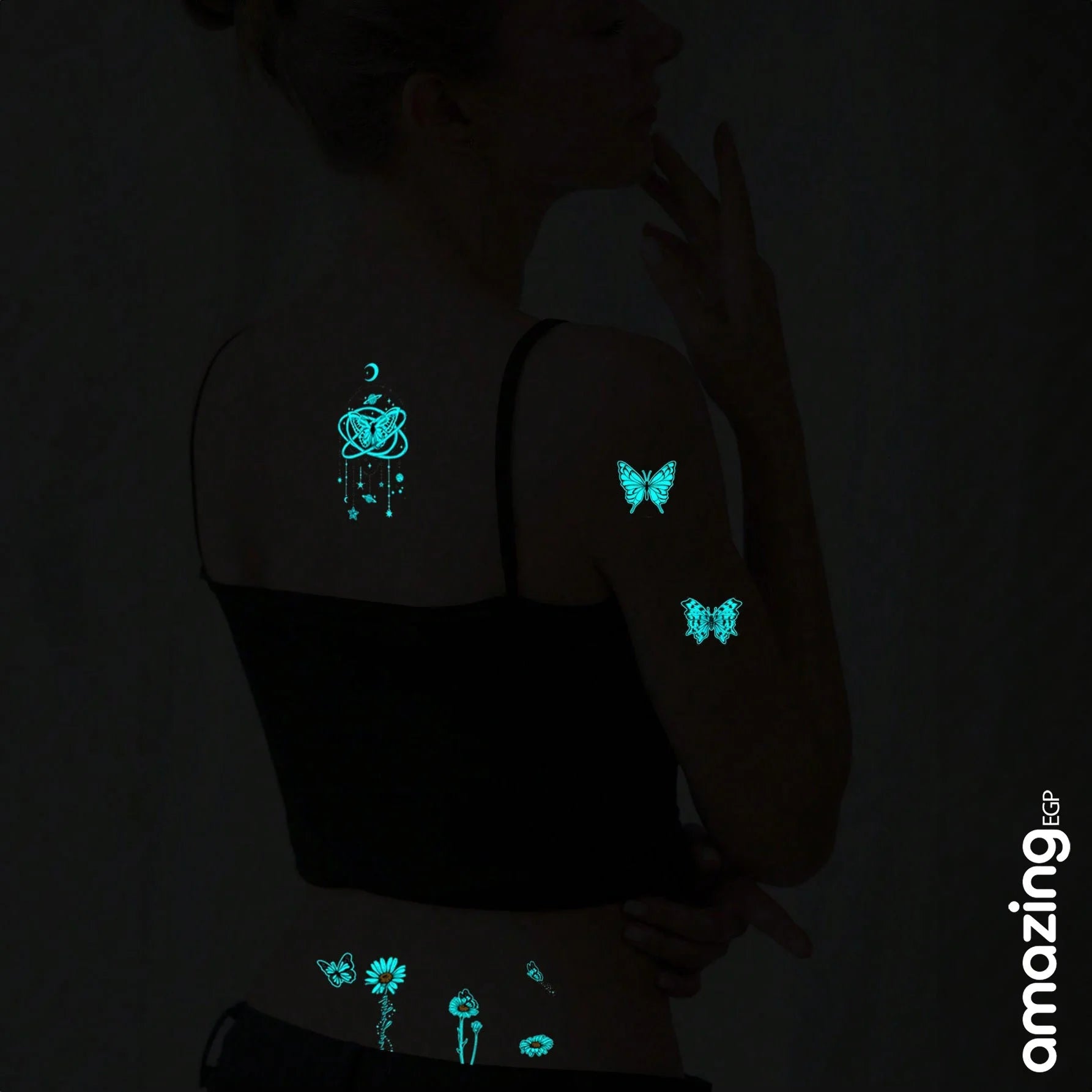 تتوهج في الظلامملصق وشم طقم 6 شيت فرشات نمط كوكب وشم يمكن التخلص منه للنساء لامع ضد للماء مع عطر منعش تصميم و يدوم طويلا لطيفة ملصقات الوشم بالغ حقيقي رائد فضاء للنساء و بنات | تاتو مؤقت تاتوة مضيئ تاتوة وردة تاتوه تاتوه وجه تاتوه_للجسم ملصق وشم وشم