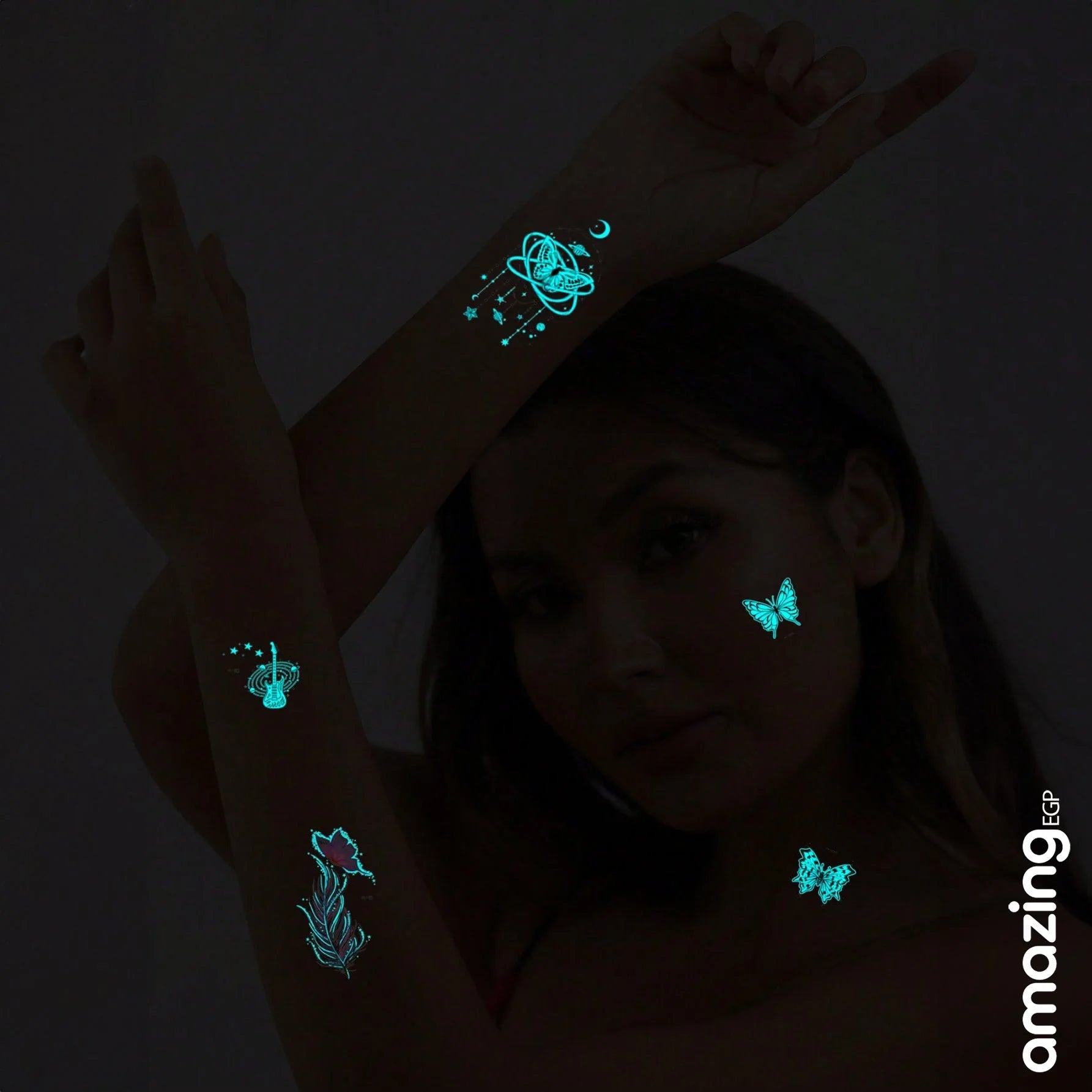 تتوهج في الظلامملصق وشم طقم 6 شيت فرشات نمط كوكب وشم يمكن التخلص منه للنساء لامع ضد للماء مع عطر منعش تصميم و يدوم طويلا لطيفة ملصقات الوشم بالغ حقيقي رائد فضاء للنساء و بنات | تاتو مؤقت تاتوة مضيئ تاتوة وردة تاتوه تاتوه وجه تاتوه_للجسم ملصق وشم وشم