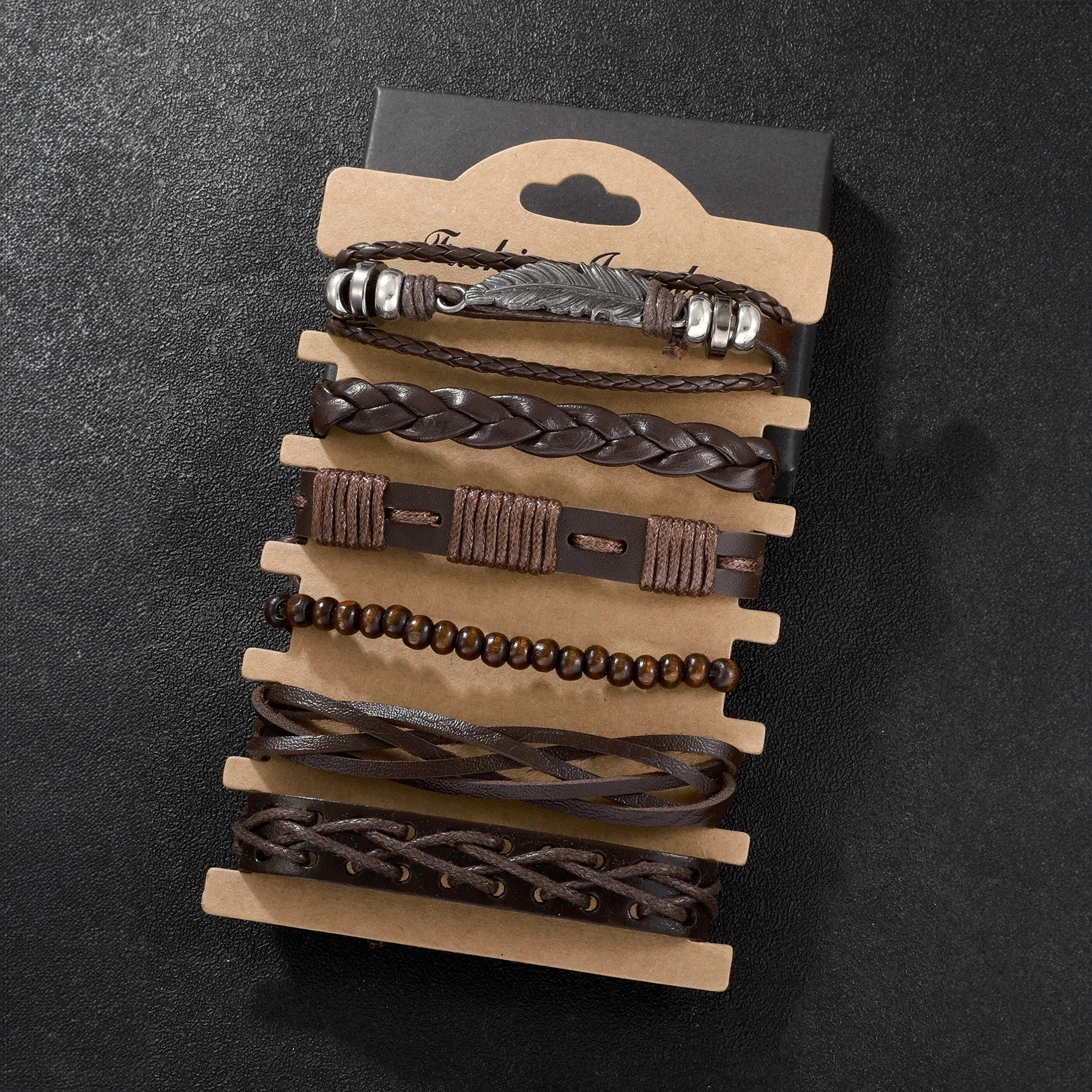 مجموعة من سوار مضفور للرجال سوار تفاصيل نجم بتفاصيل منسوج - 6 قطع | اساور اساور كاحل اساور_للنساء اسورة اكسسوارات الرجال حظاظات حظاظة سوار للرجال | amazingEGP