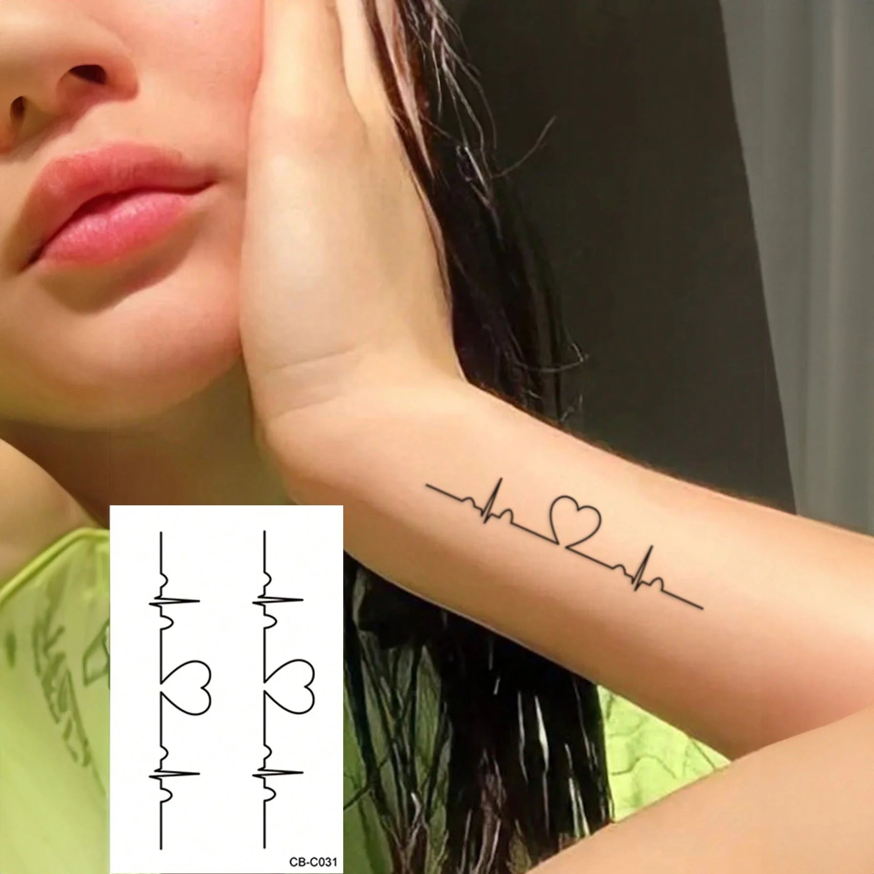 ملصق وشم قلب مقاوم للماء يدوم طويلا نمط وردة وشم يمكن التخلص منه للنساء حقيقي ملصق وشم للنساء و بنات لمستلزمات الحفلات للنساء والاطفال ملصق وشم بطباعة أحرف أسود جمعة - 2 ورق sb_3509 | تاتوة مضيئ تاتوة وردة تاتوه تاتوه_كتابة تاتوه_للجسم زهرة ملصق وشم وشم