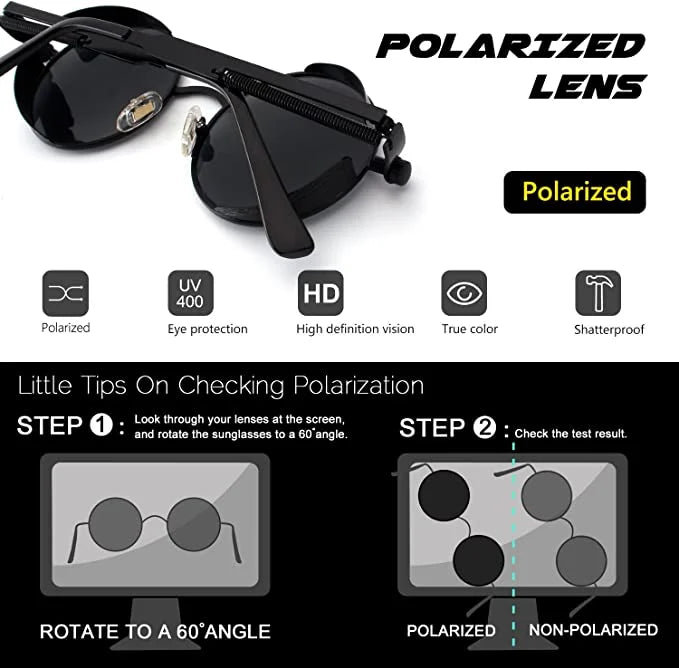 نظارات شمسية معدنية دائرية للرجال والنساء نظارات عصرية بتصميم كلاسيكي نظارات -اسود | نظارات نظارة نظارة_شمسية | amazingEGP