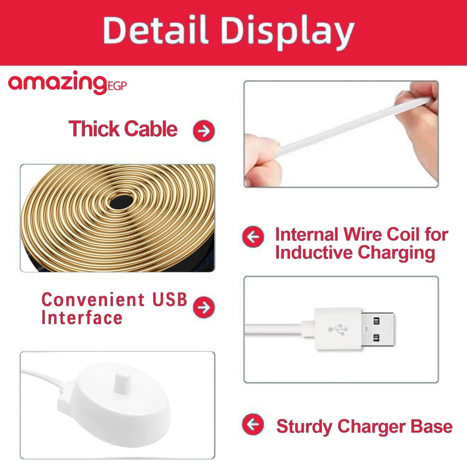 شاحن بديل لفرشاة اسنان كهربائية لسلسلة اورال بي USB متوافق مع معظم اصدارات Oral B | oral B اورال بي فرش_الاسنان فرشاة الاسنان الكهربائية | amazingEGP