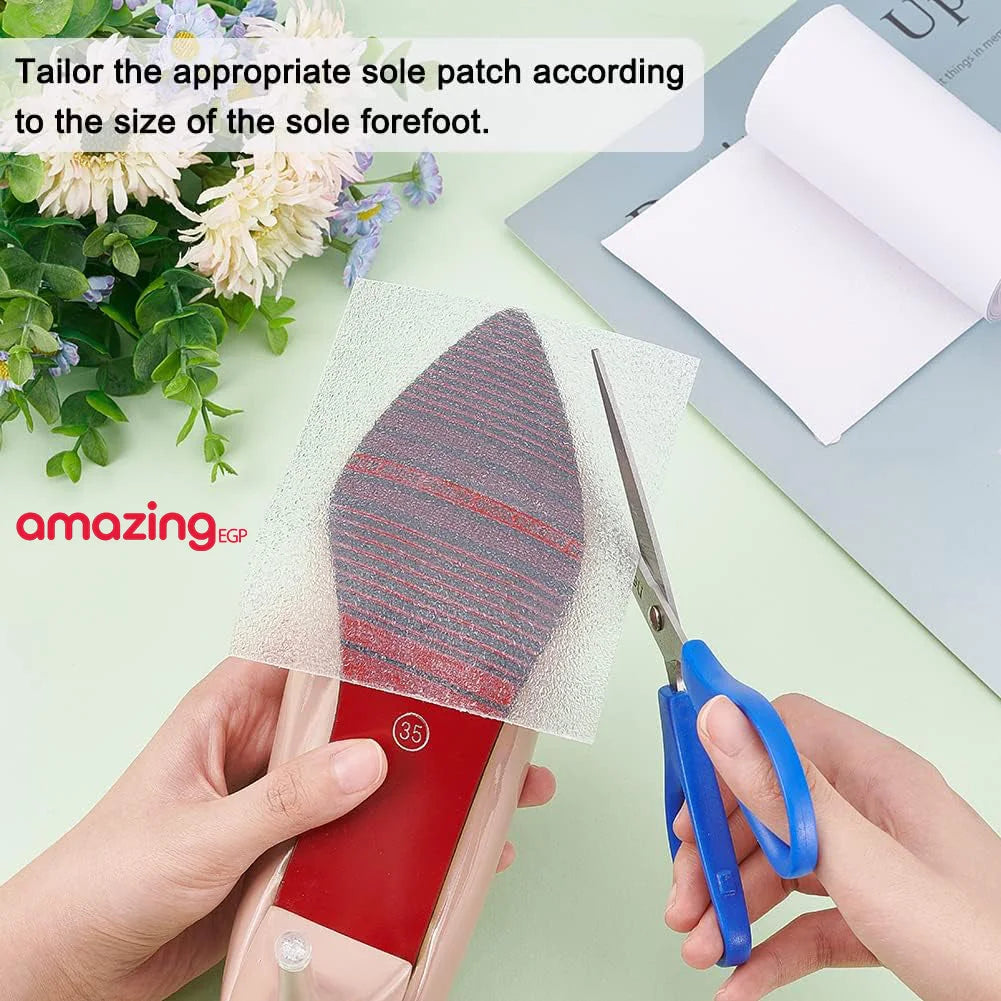 ملصق نعل حذاء شفاف ذاتي الالتصاق وسادات كريستالية خفيفة الوزن ومضادة للانزلاق قابلة للقص توفر حماية للكعب مناسبة للأحذية ذات الكعب العالي والأحذية الجلدية للرجال والنساء | الام القدم العناية بالقدم العناية_بالقدم انزلاق الجزمة انزلاق الحذاء حماية الكعب كع