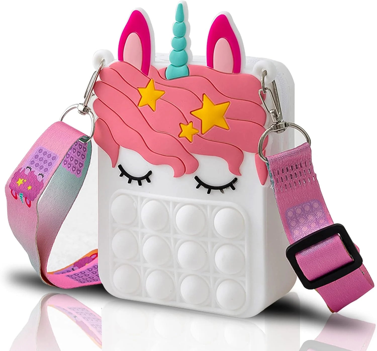 شنطة كتف بتصميم منبثق للنساء والبنات شنط كبيرة بنمط محفظة بتصميم منبثق شنطة انيقة مصنوعة من السيليكون بتصميم فقاعات حسية بطابع كرتوني - ابيض | pop it باب ات ببابت حقيبة شنطة علاقة حقيبة للأطفال حقيبة للاطفال | amazingEGP