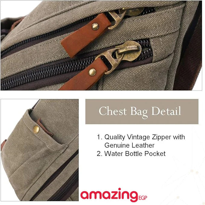 حقيبة قماشية جينز - حقيبة ظهر صغيرة تمر بالجسم للكتف وحقيبة ظهر نهارية كاجوال للرجال والنساء حقيبة كروسبودي شنطة ظهر كروس بحمالة كتف للسفر والمشي لمسافات طويلة - زيتون أخضر | حزام للشنطة حقيبة حقيبة السفر حقيبة مشي شنط صغيرة شنط ظهر شنطة شنطة تابلت شنطة