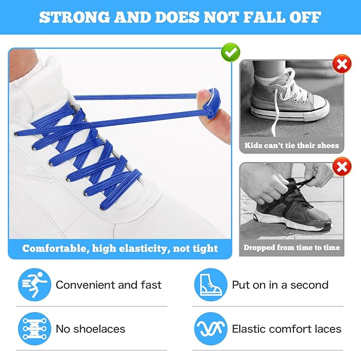 اربطة حذاء استك بدون ربط  للجري والرياضات النشطة  للاطفال والكبار وكبار السن مقاس واحد - أبيض T9-1-White -B