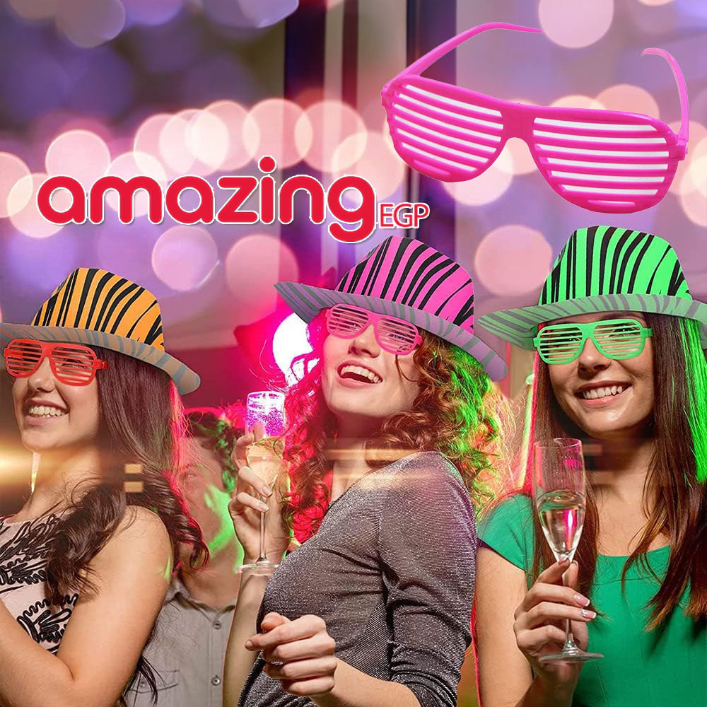 ستائر شمسية للحفلات المزخرفة باللون الأحمر الوردي للبالغين والأطفال، نظارات مضحكة نظارات ديسكو جديدة  لصيف الشاطئ وحفلات أعياد الميلاد وحفلات- روز أحمر