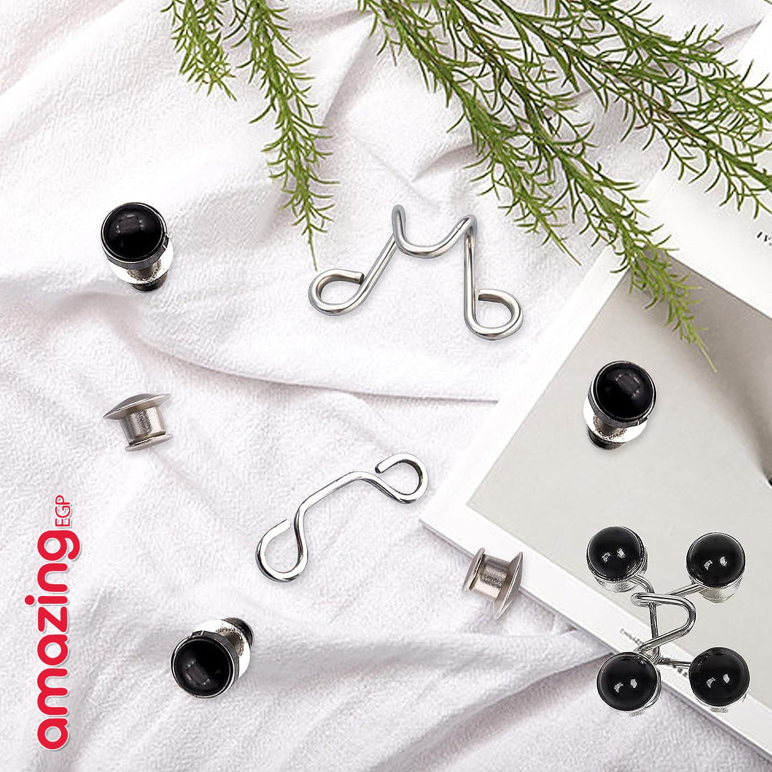 مشبك شدّ خصر للجينز قابل للتعديل – أزرار خصر فورية بدون خياطة، طقم 2 للبناطيل والتنانير | أسود