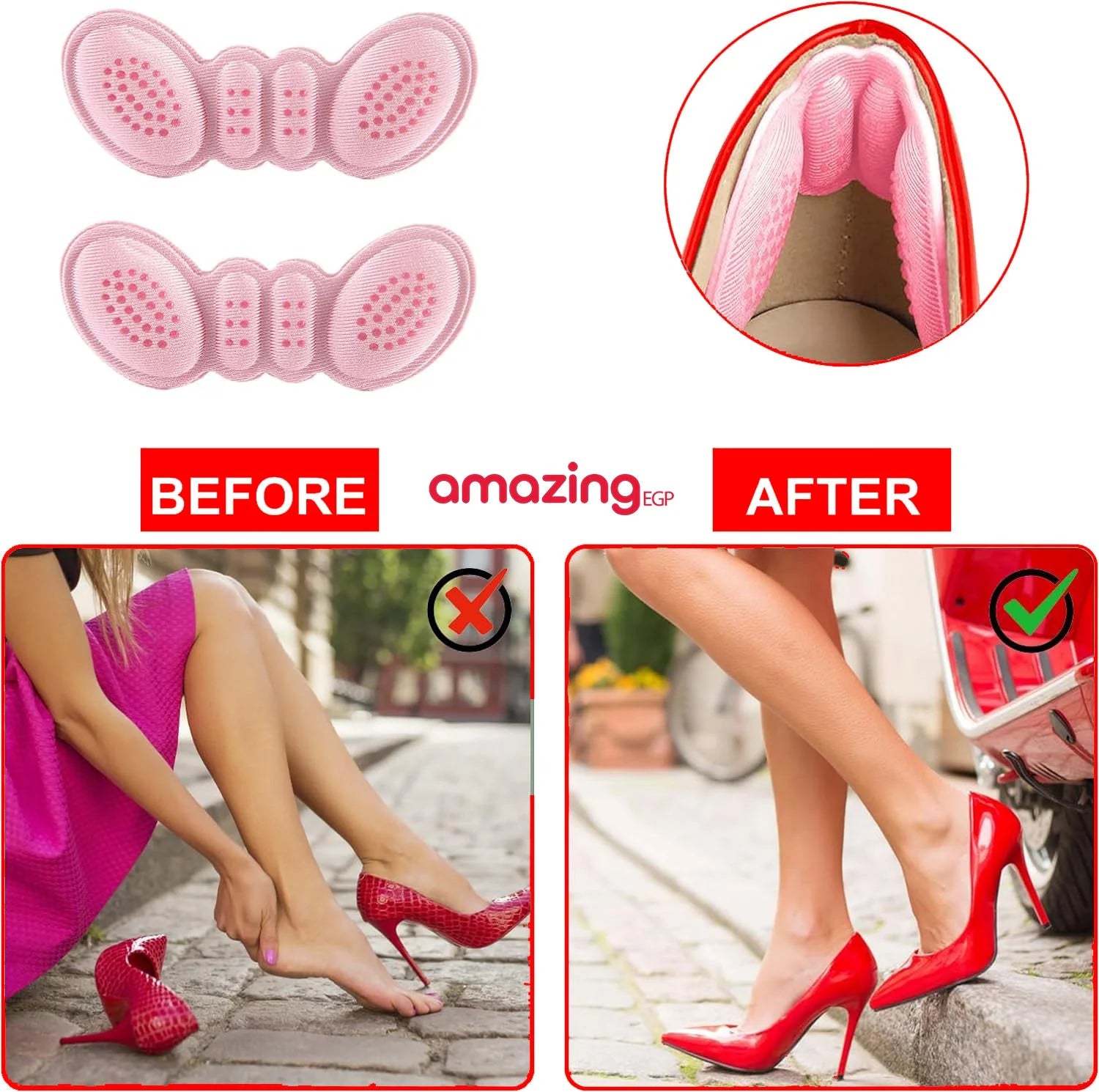 واقيات الكعب مبطنه بحبيبات مقاومة للانزلاق ومناسبة للاحذية الكبيرة جدا وحشو الاحذية محسن للشعور بالراحة لجعل الأحذية أكثر إحكاما للنساء ذات الكعب العالي  3 مم زوجان وردي | الام القدم العناية بالقدم العناية_بالقدم حماية الكعب كعب كعب للنساء واقي واقي كعب |