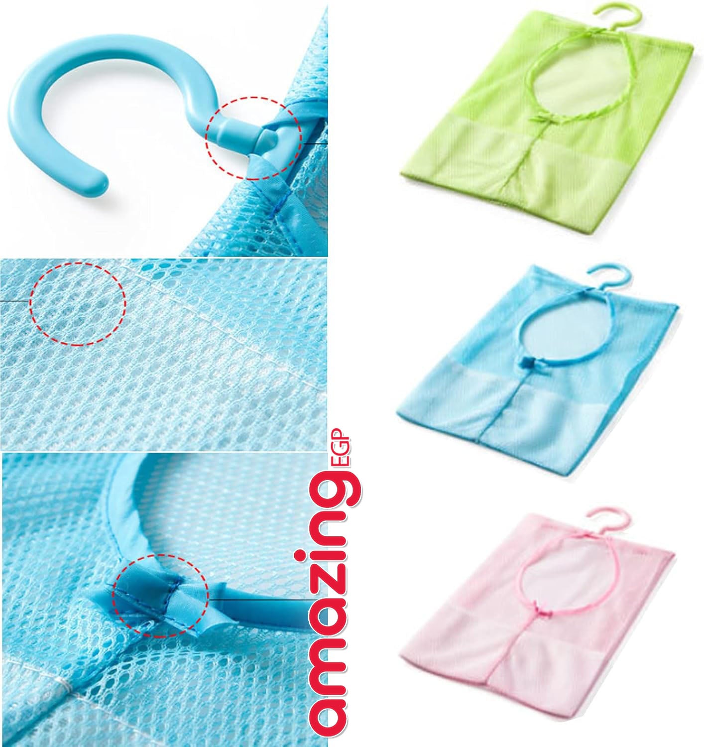 شنطة تخزين قابلة للتعليق متعددة الأغراض، تصلح لصابون حمام، منشفة التجفيف، شنطة شبكية، منظم للجوارب، للملابس داخلية، سلة لتجفيف الملابس - أخضر