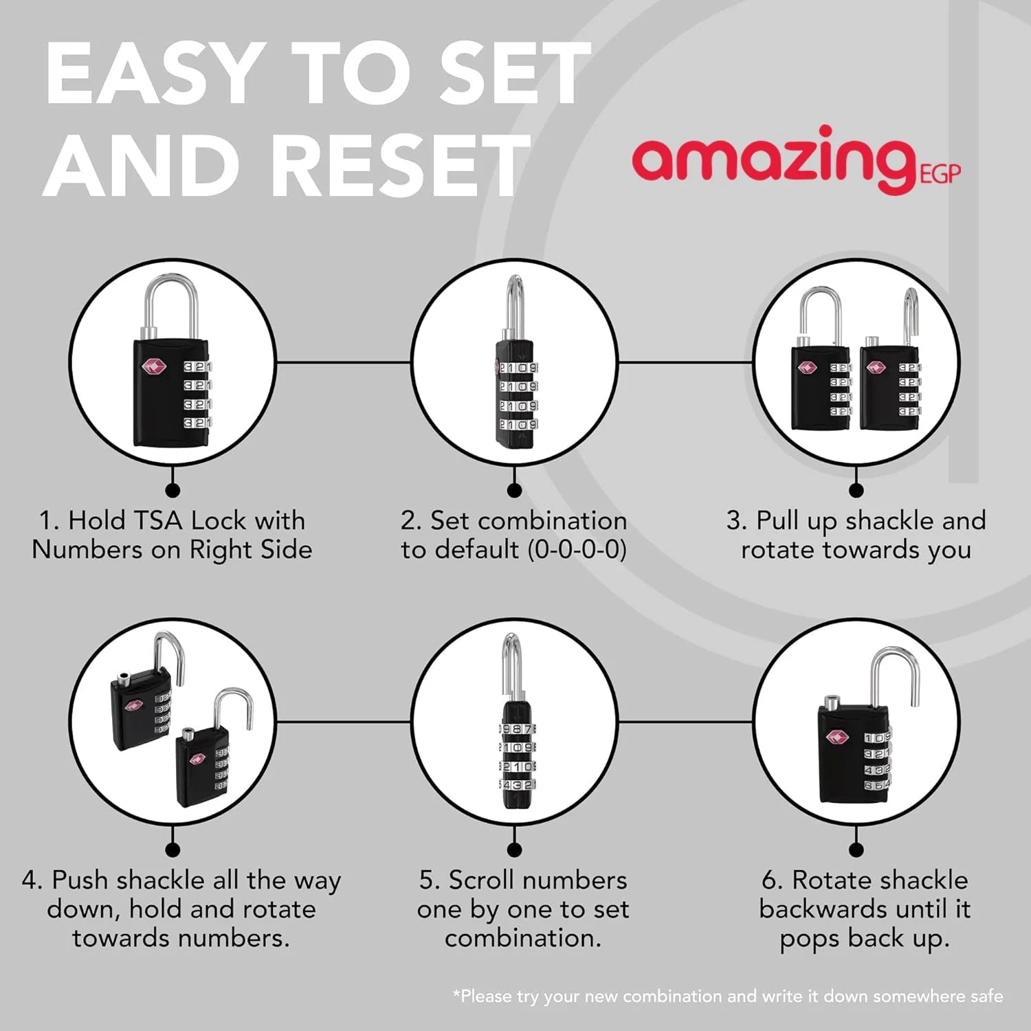 قفل الأمتعة من سبائك الزنك معتمدة TSA  قفل الأمتعة بأربعة أرقام بكلمة مرور قفل معدني قفل معدني قفل سفر للحقائب والأمتعة - فضي | خصومات | amazingEGP