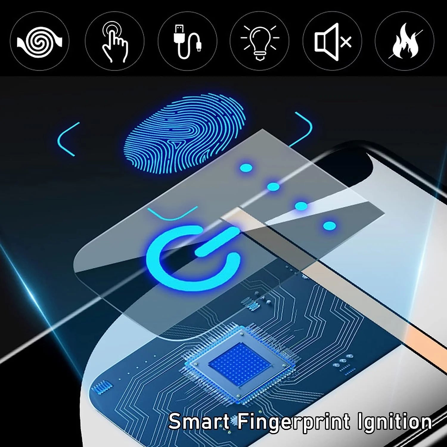 ولاعة الكترونية ولاعة كهربائية مقاومة للرياح وقابلة لاعادة الشحن بمنفذ USB مع مستشعر ذكي لبصمات الاصابع اشعال مزدوج الجانب ولاعة بدون لهب بمؤشر طاقة ابداعي اسود | اشعال نار تدخين سجاير ولاعة ولاعة قابله للشحن | amazingEGP