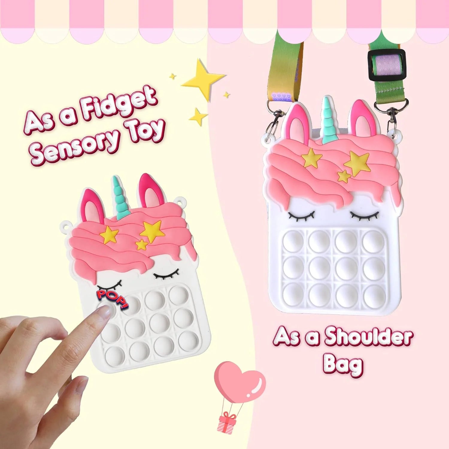 شنطة كتف بتصميم منبثق للنساء والبنات شنط كبيرة بنمط محفظة بتصميم منبثق شنطة انيقة مصنوعة من السيليكون بتصميم فقاعات حسية بطابع كرتوني - ابيض | pop it باب ات ببابت حقيبة شنطة علاقة حقيبة للأطفال حقيبة للاطفال | amazingEGP