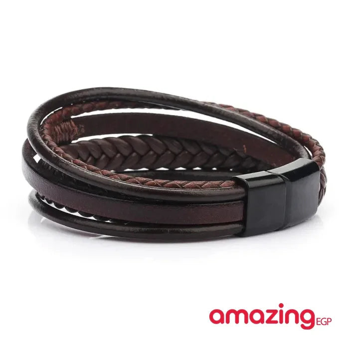 سوار للجنسين إسورة مضفرة بجلد طبيعي فاخر للرجال والنساء اساور يد أسورة جلد طبيعي - بني | اساور اساور كاحل اسورة اكسسوارات الرجال جلد طبيعي سوار | amazingEGP
