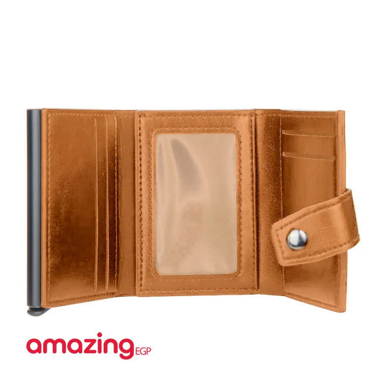 حامل بطاقات مع تقنية RFID - محفظة رجالية عالية الجودة من الجلد الأصلي محفظة ذكية نحيفة ورفيعة محفظة صغيرة هدية لحماية معلومات CC الخاصة بك بتقنية RFID | بني فاتح| | الرجال جلد طبيعي حافظ كروت كراتة كراته محافظ محافظ نسائي محفظة محفظة رجالي محفظة كربون |