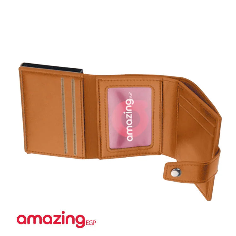 حامل بطاقات مع تقنية RFID - محفظة رجالية عالية الجودة من الجلد الأصلي محفظة ذكية نحيفة ورفيعة محفظة صغيرة هدية لحماية معلومات CC الخاصة بك بتقنية RFID | بني فاتح| | الرجال جلد طبيعي حافظ كروت كراتة كراته محافظ محافظ نسائي محفظة محفظة رجالي محفظة كربون |