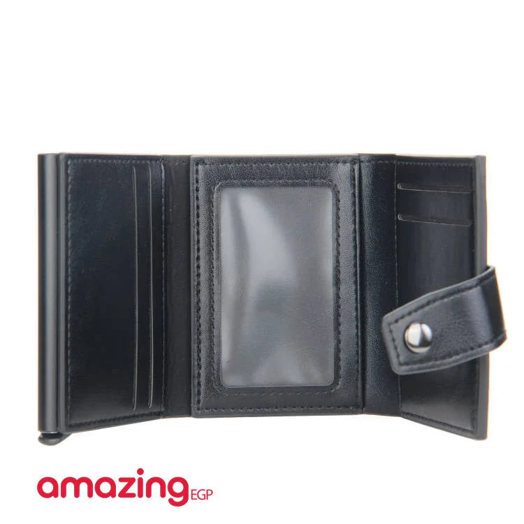 حامل بطاقات مع تقنية RFID - محفظة رجالية عالية الجودة من الجلد الأصلي محفظة ذكية نحيفة ورفيعة محفظة صغيرة هدية لحماية معلومات CC الخاصة بك بتقنية RFID | اسود| | الرجال جلد طبيعي محافظ محافظ نسائي محفظة محفظة رجالي محفظة كربون | amazingEGP