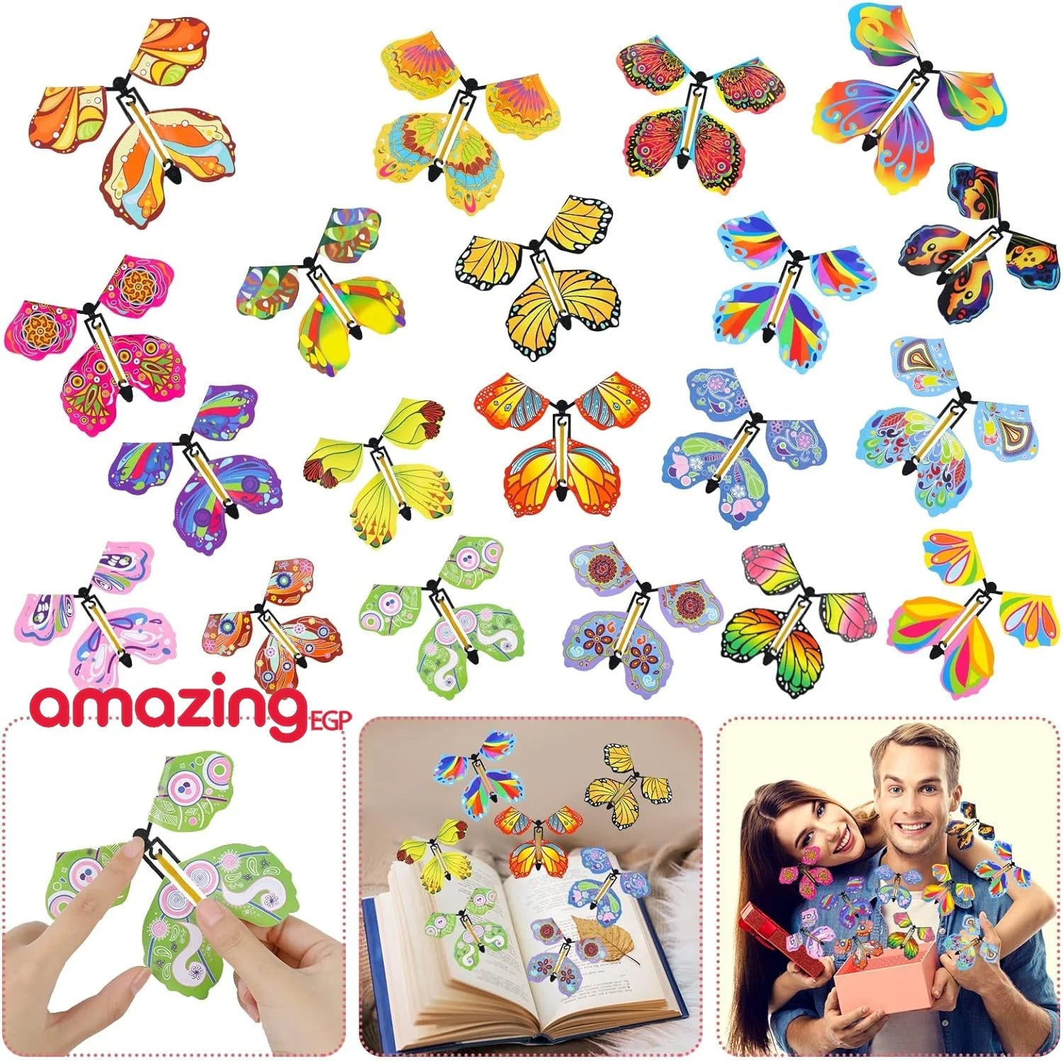الفراشة الطائرة السحرية لعلب الهدايا العاب الجنية الطائرة بشريط مطاطي تعمل بالرياح على شكل فراشة طائرة لعبة فراشة للكتب وهدية مفاجأة لحفلات الزفاف واعياد الميلاد - 5 قطع | حفلات حفلات_عيد_الميلاد صندوق الهداية فراشاة فراشات المفاجئة فرشاة صندوق الهداية