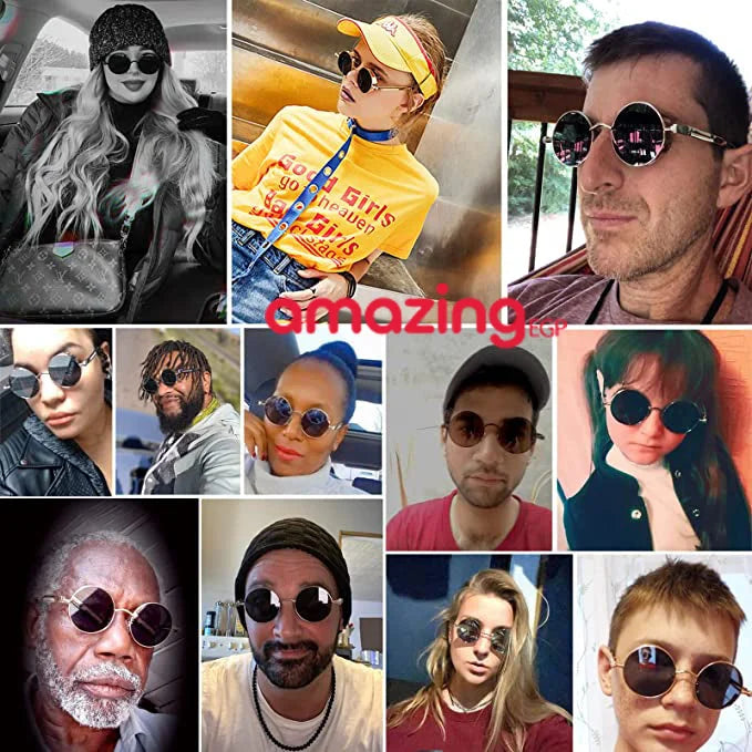 نظارات شمسية معدنية دائرية للرجال والنساء نظارات عصرية بتصميم كلاسيكي نظارات - رمادي | معدن نظارات نظارة نظارة دائرية نظارة_حفلات نظارة_شمسية | amazingEGP