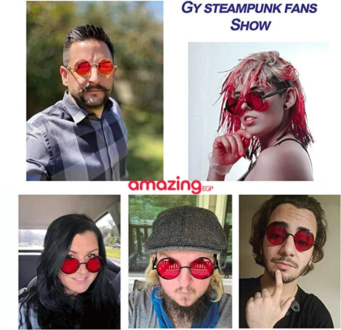 نظارات شمسية معدنية دائرية للرجال والنساء نظارات عصرية بتصميم كلاسيكي نظارات - احمر | نظارات نظارة نظارة_شمسية | amazingEGP