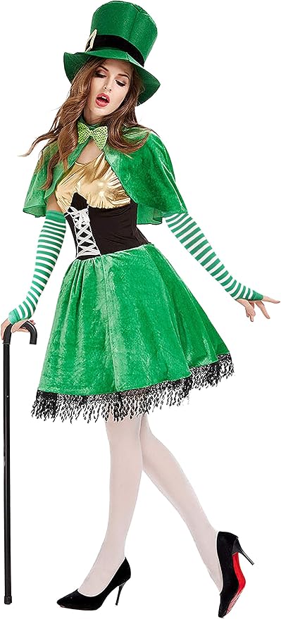 زوج من القفازات الشتوية طويلة بدون أصابع متماسكة قفازات لثقب الإبهام لتدفئة الذراع للنساء والفتيات ، حفلة استخدام زوج واحد -ابيض فى أخضر