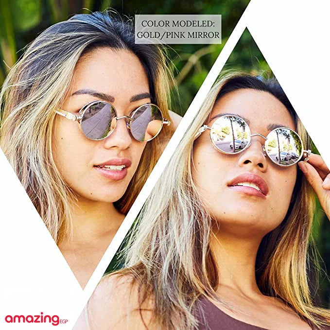 نظارات شمسية معدنية دائرية للرجال والنساء نظارات عصرية بتصميم كلاسيكي نظارات - احمر | نظارات نظارة نظارة_شمسية | amazingEGP