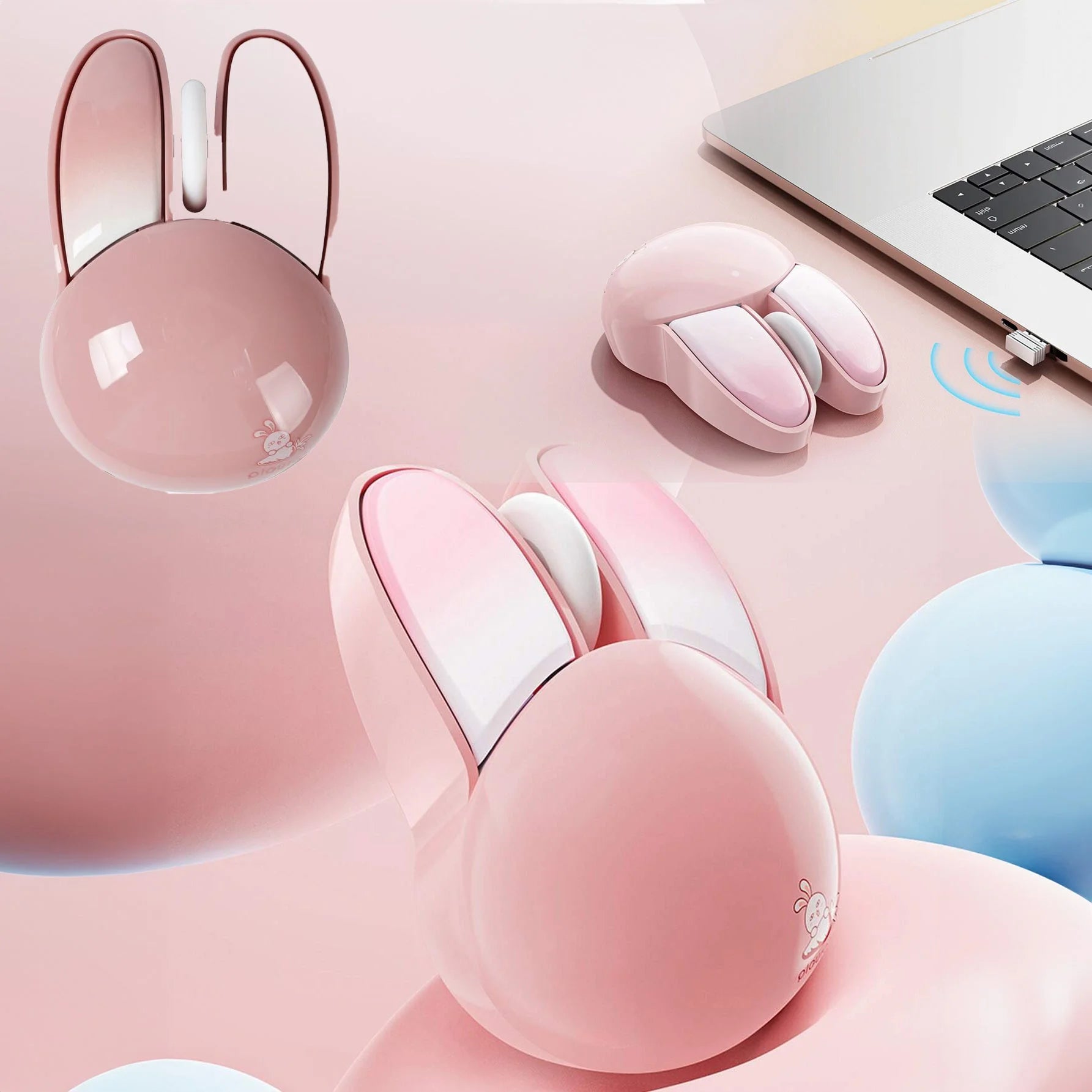 ماوس كمبيوتر لاسلكي على شكل ارنب لطيف بدون ضوضاء اقل محمول USB 24G الوان الحلوى ماوس للبنات والاطفال ماوس لاسلكي صامت على شكل أرنب تصميم لطيف للفتيات مناسب للمكتب والكمبيوتر المحمول بينك | اللاب توب جهاز شخصي فاره لابتوب للكمبيوتر ماوس ماوس شكل ارنب | am