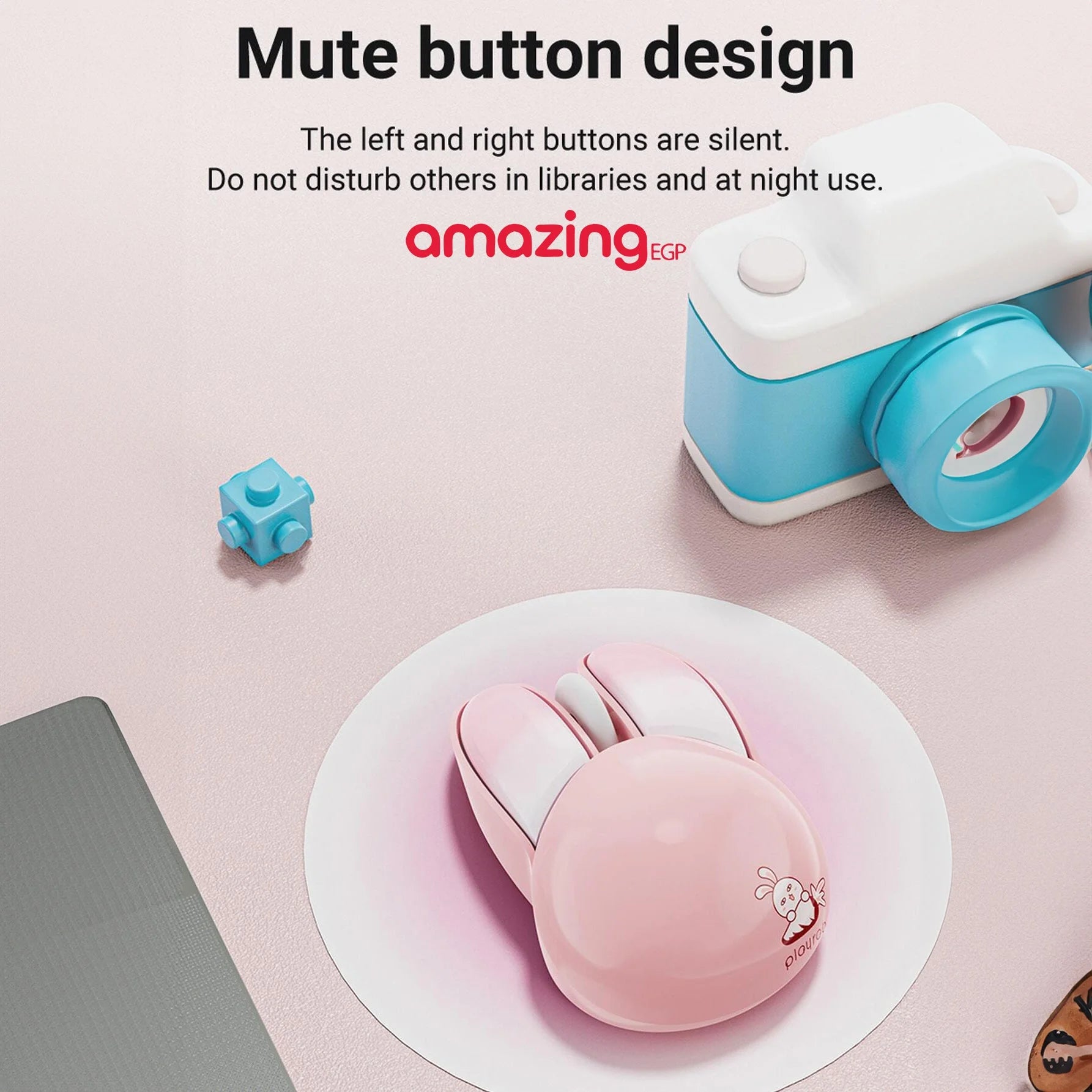 ماوس كمبيوتر لاسلكي على شكل ارنب لطيف بدون ضوضاء اقل محمول USB 24G الوان الحلوى ماوس للبنات والاطفال ماوس لاسلكي صامت على شكل أرنب تصميم لطيف للفتيات مناسب للمكتب والكمبيوتر المحمول بينك | اللاب توب جهاز شخصي فاره لابتوب للكمبيوتر ماوس ماوس شكل ارنب | am