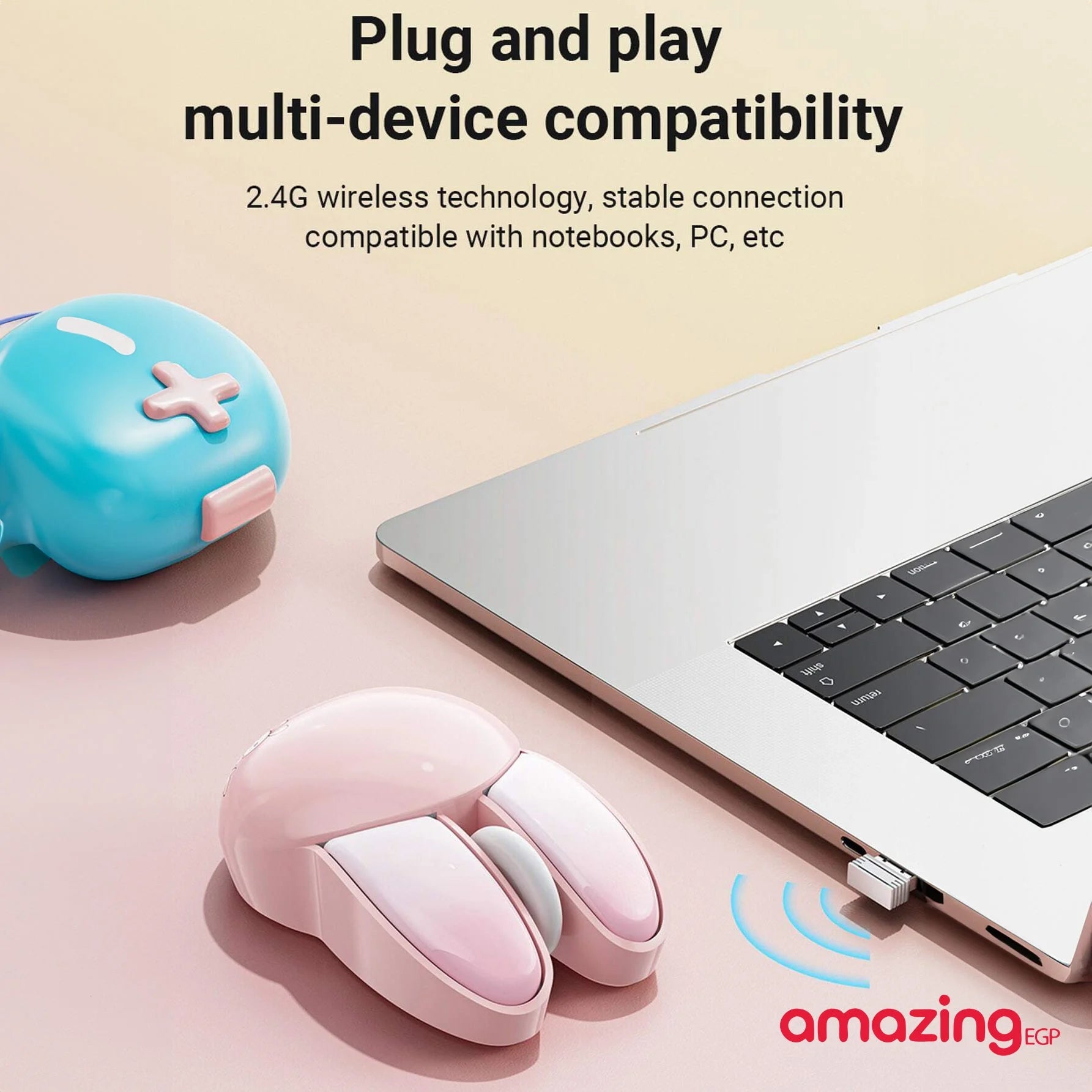 ماوس كمبيوتر لاسلكي على شكل ارنب لطيف بدون ضوضاء اقل محمول USB 24G الوان الحلوى ماوس للبنات والاطفال ماوس لاسلكي صامت على شكل أرنب تصميم لطيف للفتيات مناسب للمكتب والكمبيوتر المحمول بينك | اللاب توب جهاز شخصي فاره لابتوب للكمبيوتر ماوس ماوس شكل ارنب | am
