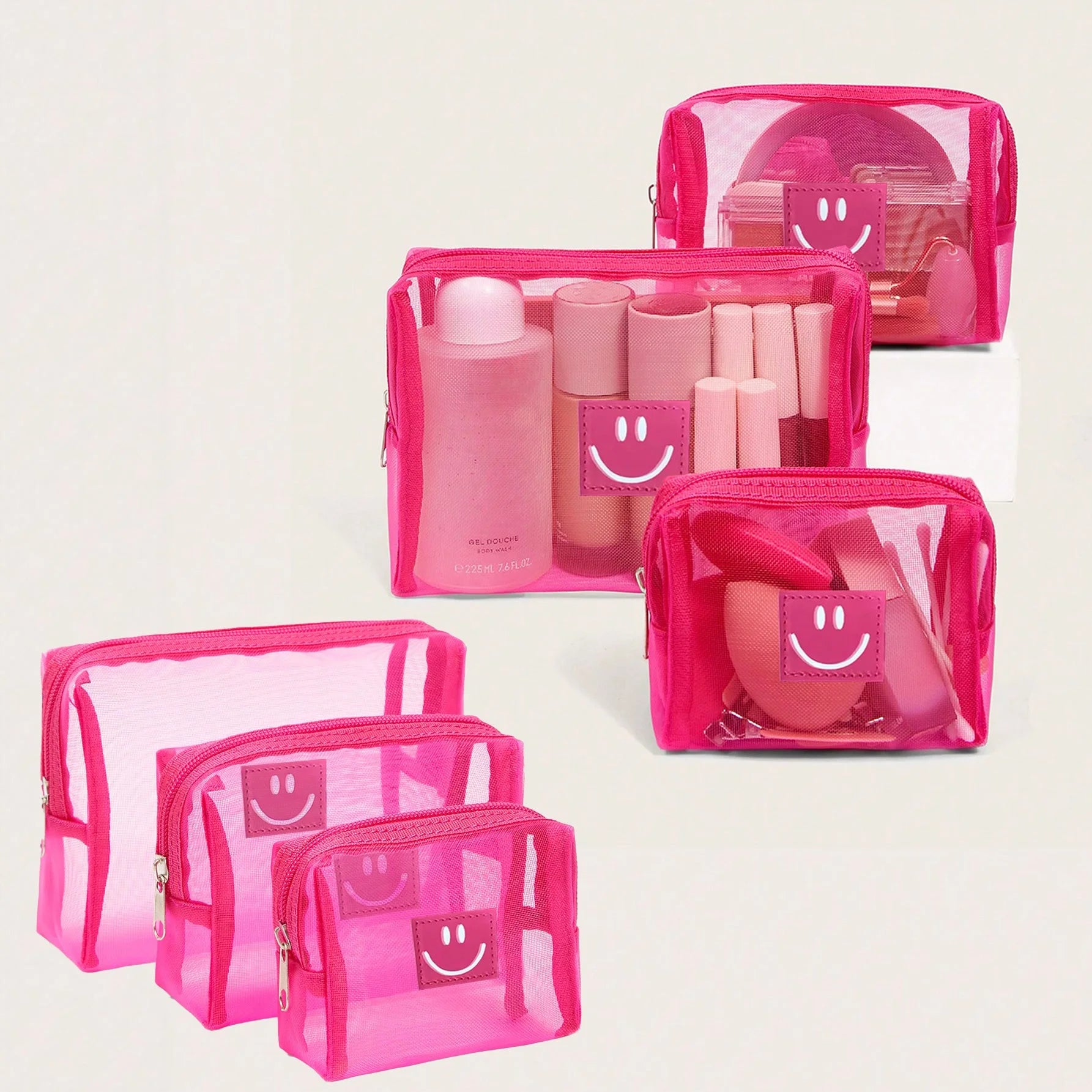 شنطة مكياج شفافة متعددة الاغراض للسفر شنطة تخزين شفافة لتنظيم مستحضرات التجميل حقيبة مستحضرات تجميل شفافة مزدوجة الطبقات مع سحاب حقائب مكياج صغيرة للنساء حقيبة مكياج صغيرة للمحفظة - 3 قطع | SHEGLAM shein احمر الخدود احمر شفاة ايشادو حاجب حواجب شفاه شفايف