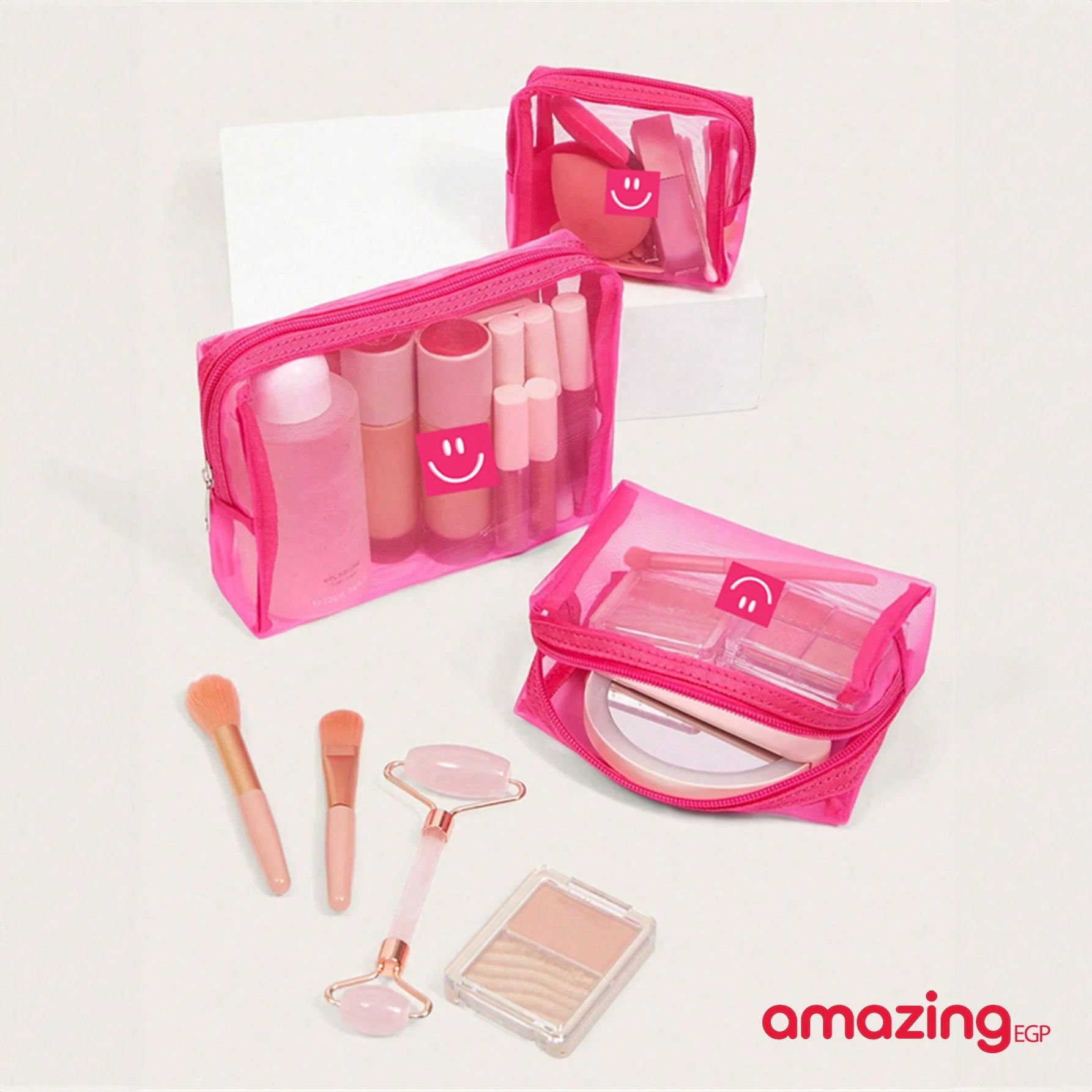 شنطة مكياج شفافة متعددة الاغراض للسفر شنطة تخزين شفافة لتنظيم مستحضرات التجميل حقيبة مستحضرات تجميل شفافة مزدوجة الطبقات مع سحاب حقائب مكياج صغيرة للنساء حقيبة مكياج صغيرة للمحفظة - 3 قطع | SHEGLAM shein احمر الخدود احمر شفاة ايشادو حاجب حواجب شفاه شفايف