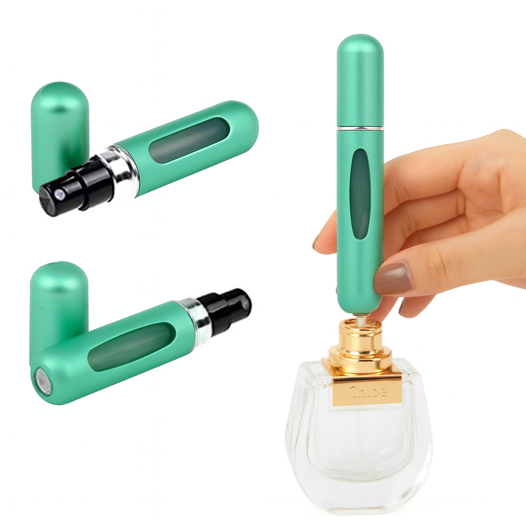 5ML إعادة الملء العطور البسيطة زجاجة رذاذ الألومنيوم رذاذ البخاخة السفر المحمولة زجاجة محمولة - اخضر(Copy)