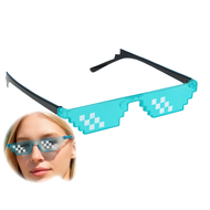نظارة شمس ثَج لايف بعدسات بكسل موزايك 8-بت للجنسين – للحفلات وملحقات ألعاب MLG - تركواز