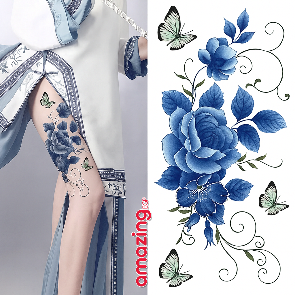 ملصق وشم , 1 قطعة نمط الزهراء وشم يمكن التخلص منه للنساء , ملصقات الوشم بالغ , حقيقي ملصق وشم زهرة , للنساء و بنات لمستلزمات الحفلات للنساء والاطفال (زهرة)